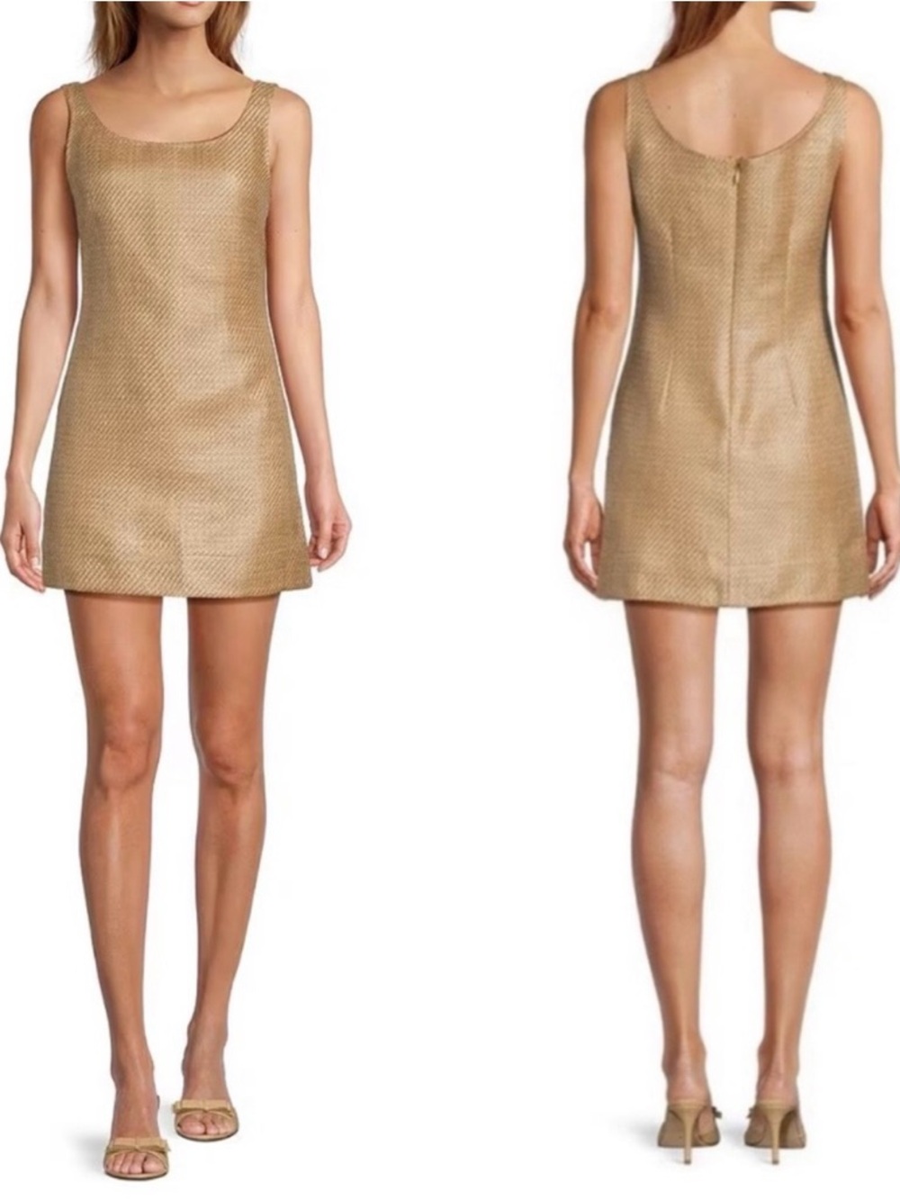 ANTONIO MELANI Beige Woven Dress with Textured Detail - Picture 3 of 9